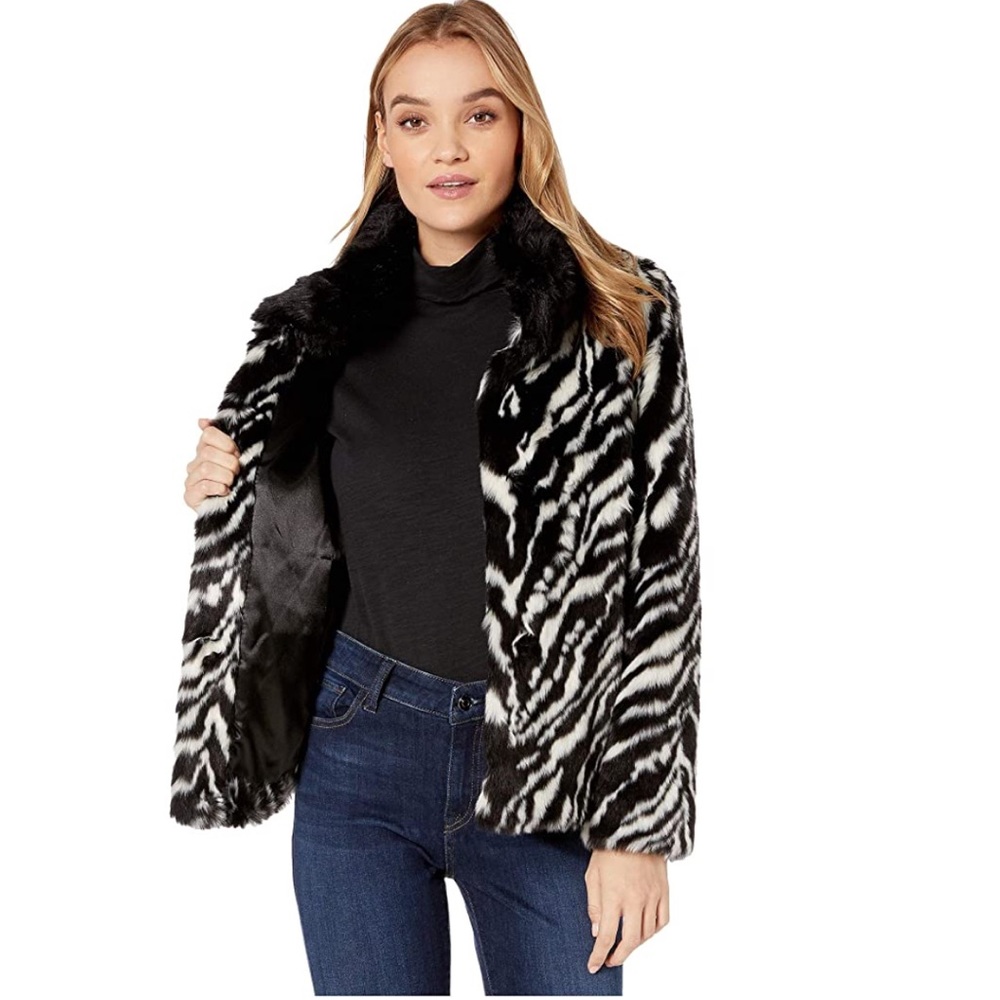 Sam Edelman Zebra Stripe Faux Fur Jacket - Picture 2 of 15
